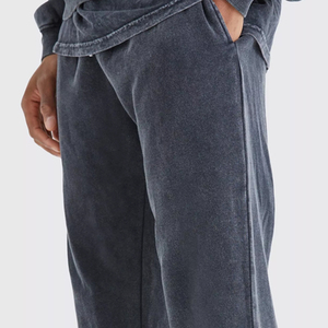 ที่กําหนดเองพัฟพิมพ์ผ้าฝ้ายวินเทจหนักน้ําหนักกรดล้างกางเกงผู้ชาย/สบายๆวินเทจJoggerผ้าฝ้ายกรดล้างกางเกงผู้ชาย - Product Image 1