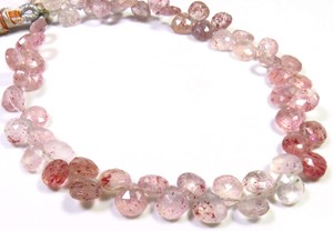 Piedras preciosas sueltas de corte de corazón de cuarzo fresa Natural 6,5-7mm cuentas facetadas Briolette Rosa 9 \ "Strand precio de fábrica - Product Image 2