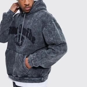 Conception de logo de marque personnalisée 66% coton 34% polyester gris chiné foncé coupe chaude standard vêtements de sport survêtement en polaire technique - Product Image 4