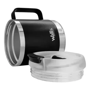 Tazza Termica in Acciaio Inossidabile 470 Ml Nero Opaco con Protezione Antispruzzo e Coperchio a Vite - Product Image 4