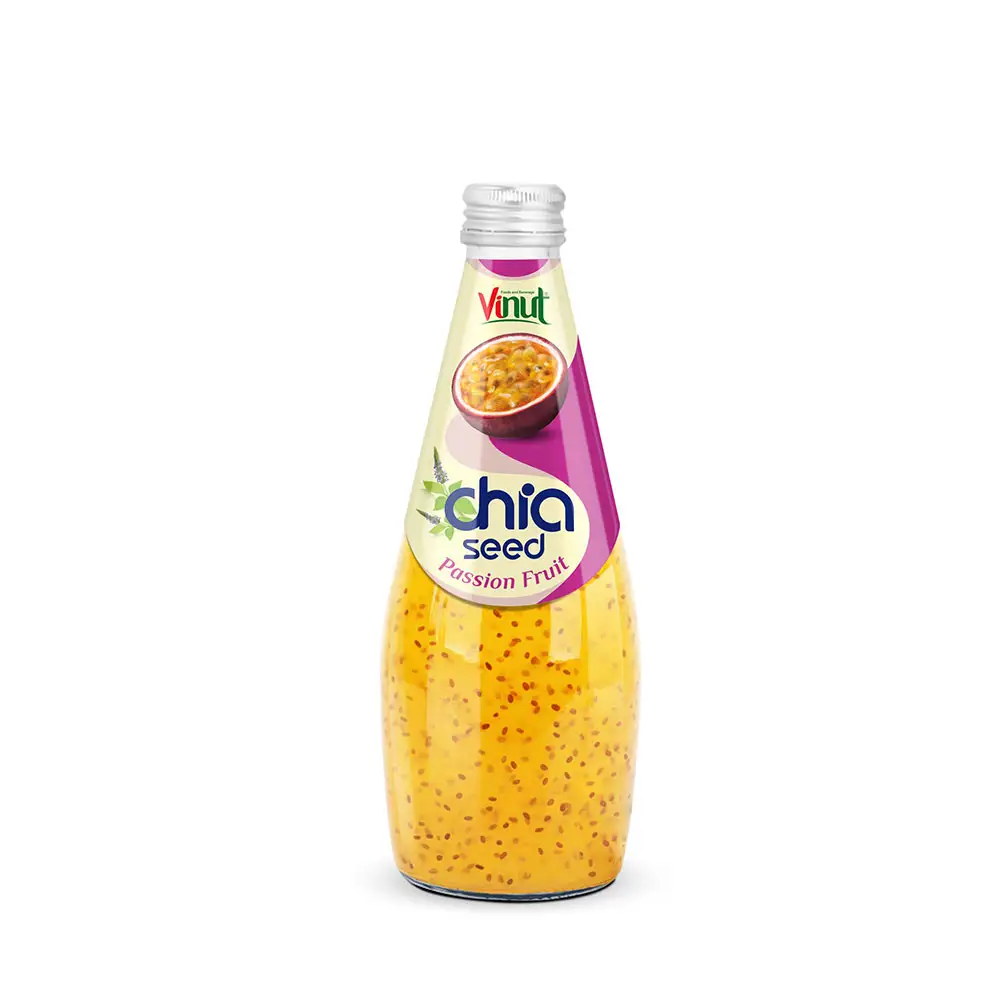 Beste Prijs 290Ml Glazen Fles Vinut Chia Zaaddrank Met Passiesap Hoge Kwaliteit Custom Private Label Chia Sap