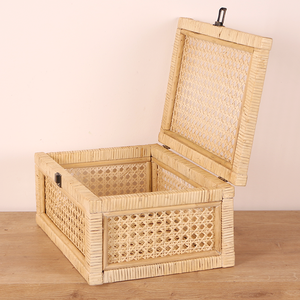 Boîte de rangement en rotin et rotin, boîte de rangement en rotin tissé Vintage avec couvercle en verre, vente en gros, taille personnalisée - Product Image 5