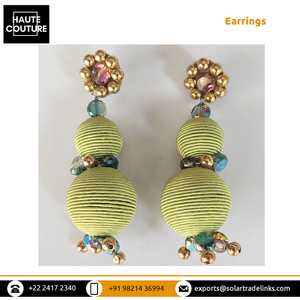 Leaders dans la fourniture de boucles d'oreilles boule de cordon couleur menthe de 8cm de long fabriquées à la main de qualité éprouvée adaptées à toutes les occasions pour les femmes - Product Image 5