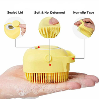 Gant de toilettage pour animaux de compagnie 2-en-1 en plastique et silicone avec distributeur de shampoing et brosse de massage personnalisable