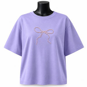 Camiseta Extra Grande Personalizada para Mujer, de Algodón, Cuello Redondo, Casual, con Bordado de Lazo y Gráficos - Product Image 1