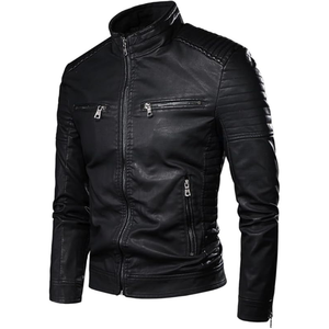 Fashion Winter Winter Mens Leather Jacket Men Fashion Motorcycle Leather Jacket <b>Cool</b> Zipper Pockets Leather Coats Clothing - Product Image 1