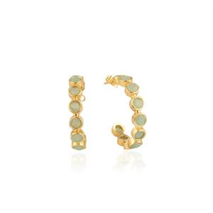 ต่างหูห่วงทรงกลมประดับอะมาโซไนต์ทรงเหลี่ยม ชุบทองคำ 18k หรูหรา ทำจากทองเหลืองแท้ เครื่องประดับแฟชั่นสไตล์โบโฮ เหมาะสำหรับทุกโอกาส - Product Image 1