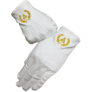 Bordado al por mayor tamaño personalizado transpirable y cómodo algodón blanco Iglesia bordado masónico masón guantes - Product Image 2