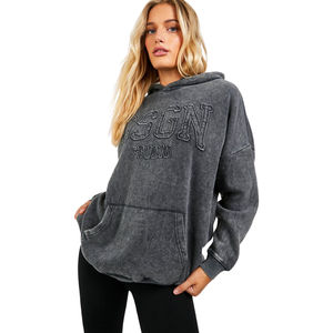 Sweat-shirt à capuche de jogging unisexe en molleton d'hiver pour le sport Vêtements personnalisés en coton avec strass Sweatshirts délavés à l'acide Pantalons de survêtement - Product Image 6