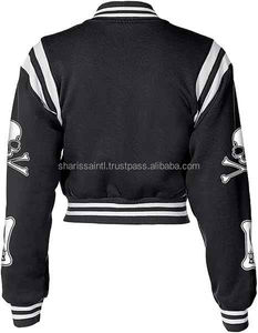 Veste de baseball courte pour femme, style universitaire, avec doublure en laine, personnalisable, fabricant OEM ODM - Product Image 2