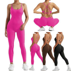 New Women Cross Backless Yoga <b>Jumpsuit</b> Scrunch Leggings <b>BodySuits</b> Gym Fitness Workout Sportswear One Piece Tracksuit Shapewear - Product Image 1