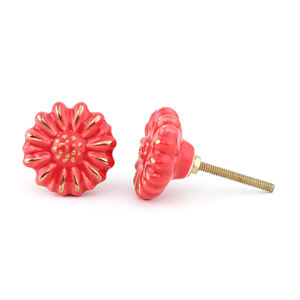 SHUBHAM, perilla de cajón de cerámica roja moderna, accesorios de latón, tirador de armario decorativo ajustable hecho a mano, centro comercial de baño para dormitorio - Product Image 2