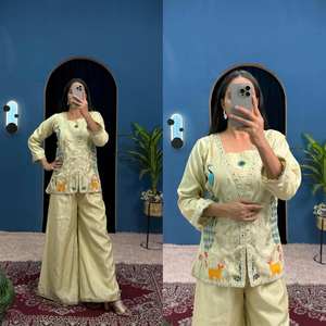 ชุดโคออร์ดประกายระยิบระยับหรูหราพร้อมกระจกปักลายและเสื้อผ้าอินเดียและปากีสถาน - Product Image 1