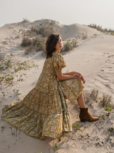 เดรสแม็กซี่เดรสยาวพิมพ์ลายแบบเป็นชั้นผ้าฝ้ายออกแบบได้ตามต้องการสำหรับฤดูร้อน - Product Image 3