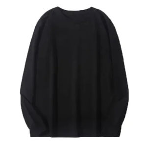 Camiseta de manga larga de algodón puro, blanca, informal, a la moda, versátil, con cuello redondo, capa base para primavera, otoño/invierno, venta al por mayor - Product Image 2