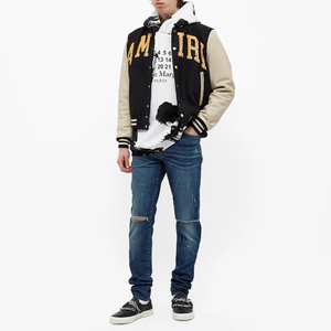 Chaqueta universitaria de retazos con estampado de primavera personalizado 2025 para hombre con estilo, cuello levantado, estilo callejero para jugadores de béisbol - Product Image 3