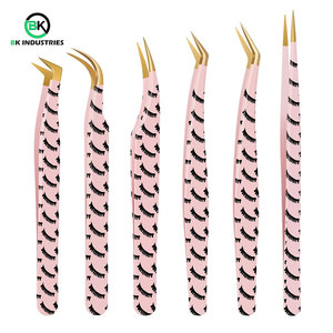Pinces à cils de qualité salon pour les artistes des cils, ensemble de pinces à cils pour extensions de cils avec pinces droites et courbes - Product Image 1