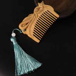 Peine de Masaje de Madera Natural Hecho a Mano, Antiestático, de Dientes Anchos, Herramienta de Masaje para el Cuero Cabelludo para el Cuidado del Cabello Saludable - Product Image 6