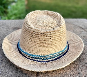 MADAGASCAR CHAPEAU FEDORA EN PAILLE POUR HOMME CROCHET RAFFIA FAIT MAIN - Product Image 6