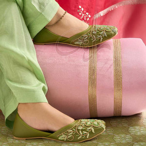 Elegantes Zapatos Khussa Verdes para Mujer, con Estampado de Moda, Suela Antideslizante, para Todas las Temporadas - Product Image 4