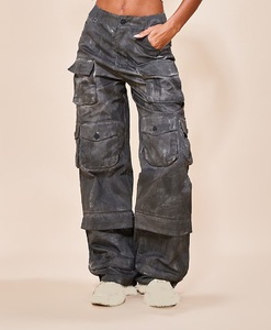 Pantalones Vaqueros Cargo Personalizables, Nuevos, Elegantes, Ecológicos, Transpirables, para Mujer, Estilo Urbano, de Pierna Ancha, Largos, Tallas Grandes - Product Image 2