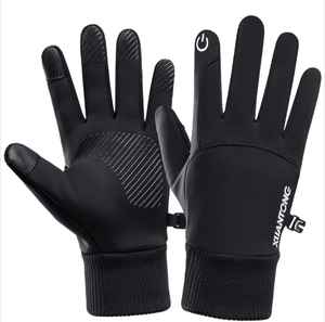 ถุงมือวิ่งฤดูหนาวพร้อมหน้าจอสัมผัส ป้องกันการลื่นไถล ผ้าฟลีซกันความร้อน ความยาวระดับข้อมือ ทนทาน ทำด้วยมือ สำหรับกีฬากลางแจ้ง - Product Image 1