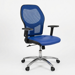Silla de Oficina Ergonómica Moderna Roza, Ajustable, de Malla y Cuero, con Patas de Acero, para Estudiantes, Empleados, Oficina en Casa, Escuela, Taller - Product Image 3