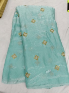 Tissu en soie 100% Fandy avec broderie pour robes et lehengas élégantes - Product Image 3