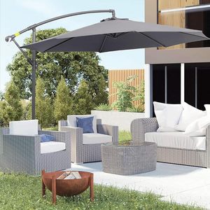 6 Côtes 3x3 Mètres Jardin Terrasse Patio Parapluie Gris avec Manivelle en Acier Décalé 300x300x250cm - Product Image 3