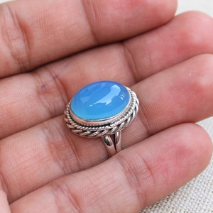 แหวนกว้างพลอยคาลซิโดนีเงินสเตอร์ลิง925ทำด้วยมือเครื่องประดับชั้นดีสำหรับเป็นของขวัญแต่งงานวันเกิด - Product Image 5