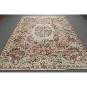7x9.1 ft Vintage Rug, <b>Brown</b> Oriental Turkish Rug <b>Wool</b> - Product Image 1
