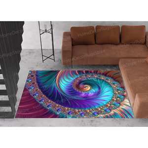 Tapis imprimé avec des motifs et des formes fractales abstraites, tapis gobelin - Product Image 4