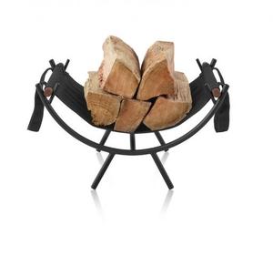 Elegant Metal Log Hoop <b>Firewood</b> Rack Round Fireplace Wood <b>Storage</b> Holder <b>Indoor</b>/Outdoor Heavy Duty Iron Black Finished - Product Image 5