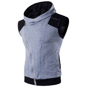Men's <b>Summer</b> Sleeveless Zipper <b>Hoodie</b> Gym Fitness Training Running Wear Lightweight Fleece with Printed Pattern Size 6XL - Product Image 1