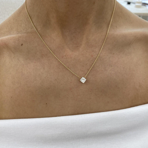 Top Trending 1 Ct Princess IGI Certified VVS Lab Grown Diamond 14K Solitario de oro sólido Colgante Collar Moda Mujer Joyería - Product Image 4