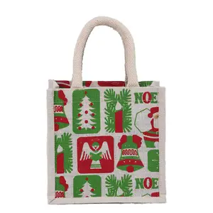 Premium Burlap Jute small Bag with cotton waved Handles used for Christmas party Birthday party shopping and many more
