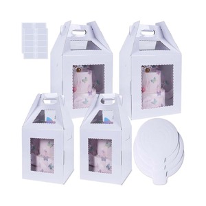 Dễ dàng để lắp ráp bánh trắng vuông cao lớn các tông cứng nhắc hộp bánh với cửa sổ - Product Image 1