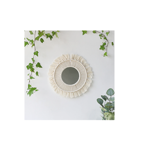 Arrivée Design Boho Style Moderne Décor À La Maison À La Main Tissé Macramé Avec Perles Tenture Murale Miroir - Product Image 4