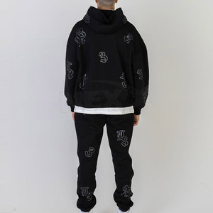 Winter Plus Size Eco-Friendly Solid Color <b>Men's</b> Rhinestone Tracksuits-Breathable Windproof Adult Street Wear - Product Image 2