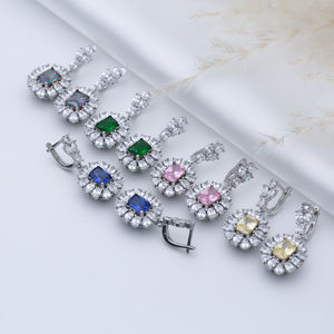 Citrine Rectangle Forme CZ Pierres Turc À La Main En Gros 925 Bijoux En Argent Dangle Boucles D'oreilles - Product Image 4