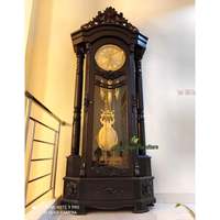Horloge de grand-père rectangulaire de luxe, style mécanique allemand, en chêne éco-responsable, de style antique, analogique, en bois de Java, de la fin du XXe siècle