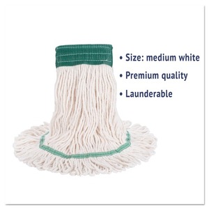 Boardwalk BWK502WHEA 5-inch Super Loop Floor Wet <b>Mop</b> Head Medium White Cotton/Synthetic Fiber with Plastic Handle - Product Image 6