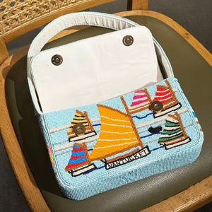 Bolso con cuentas multicolor con asa, bolso de mano, bolso de mano informal, artesanía india, hecho a mano, bolso Baguette, - Product Image 1