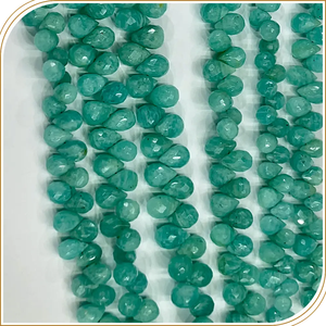 Lágrimas de Briolette facetadas de amazonita verde Natural de alta calidad AAA, hebra de 8 pulgadas de 5 a 6mm aproximadamente para la fabricación de joyas - Product Image 2