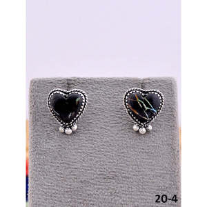 Southwest-Style Black Jack Turquoise & <b>Sterling</b> <b>Silver</b> <b>Stud</b> Earrings Water Drop Shape with Bezel Setting - Product Image 4