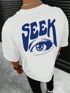 เสื้อยืดพิมพ์ลาย Seek Anticipated Gaze สำหรับผู้ชาย เนื้อผ้านุ่ม ใส่สบาย ระบายอากาศดี เหมาะสำหรับฤดูร้อน สไตล์สตรีท ฮิปฮอป ผ้าฝ้าย เสื้อยืดทรงหลวม - Product Image 4