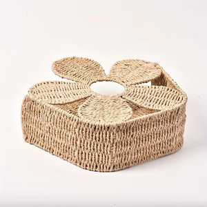 Panier de rangement pour enfants en forme de fleur en corde de papier tissée à la main, dernier design, organisateur en papier décoratif pour livres, jouets, chambre d'enfant, salle de jeux - Product Image 3