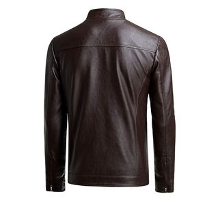 Chaquetas de cuero de moda para hombre con cuello levantado Diseño personalizado Cremallera Cuero Biker Chaqueta de moda Chaquetas de cuero de vaca genuino - Product Image 2