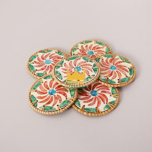 Offre Spéciale 2025 Boho Style Rotin En Céramique Dessous De Verre Tissé À La Main Anti-Brûlure Tasse À Thé Tapis Isolant Shell Chaleur Décoratif - Product Image 3