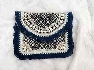 Sac bohème en coton avec doublure en coton, perles colorées indiennes, pour la vente en gros, pochette vintage Banjara, pochette en jute brodée Kutch avec - Product Image 4